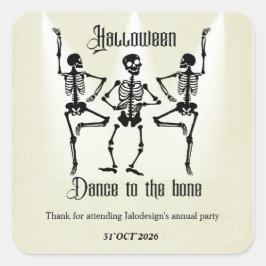 Grappige dansende zwarte skelet Halloween-feest Vierkante Sticker