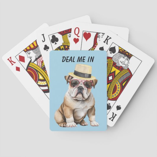 Grappige Dapper Bulldog deal me in Pokerkaarten (Achterkant)