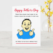 Grappige Dappere Gezicht Covid Cartoon Vaderdag Kaart (Gele Bloem)