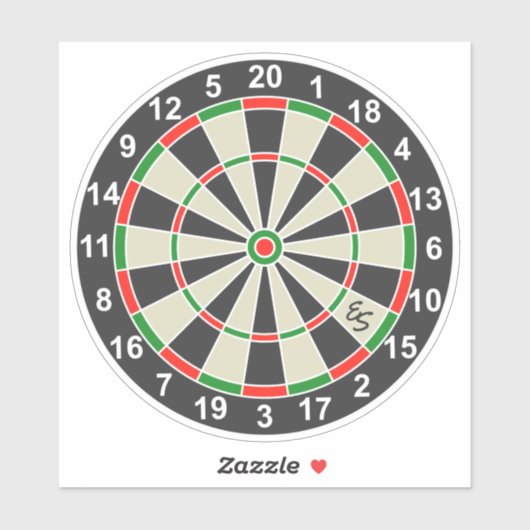 Grappige Dartbord Pijlen Bord Cirkel Monogram Fun Sticker (Vel)
