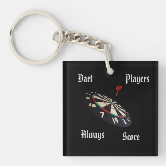 Grappige Dartende Spelers Scoren, Sleutelhanger (voorkant)