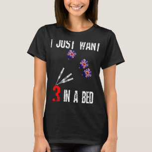 Grappige darts 3 in een bed saucy grap dart speler t-shirt