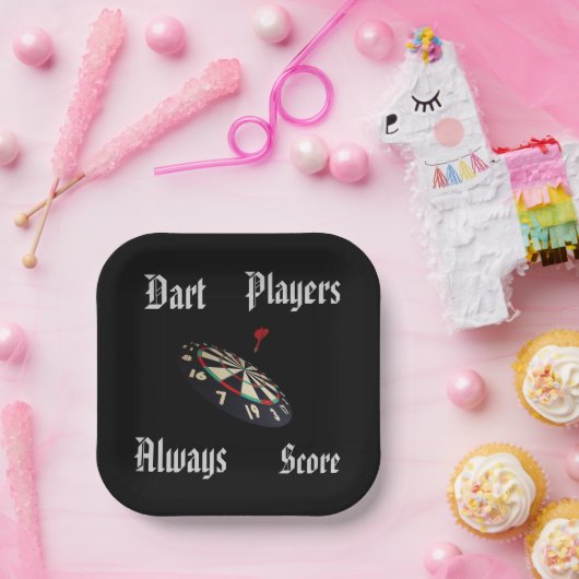 Grappige darts spelers scoren, papieren bordje (Feest)