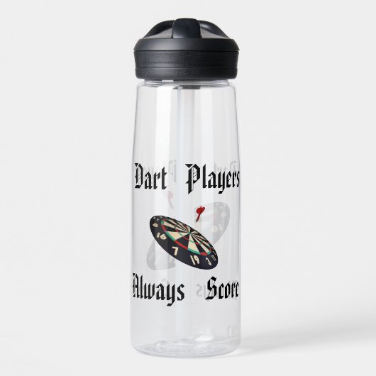 Grappige darts spelers scoren, waterfles (Voorkant)