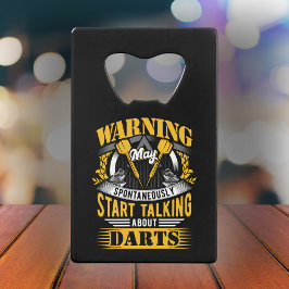 Grappige dartwaarschuwing creditkaart flessenopener