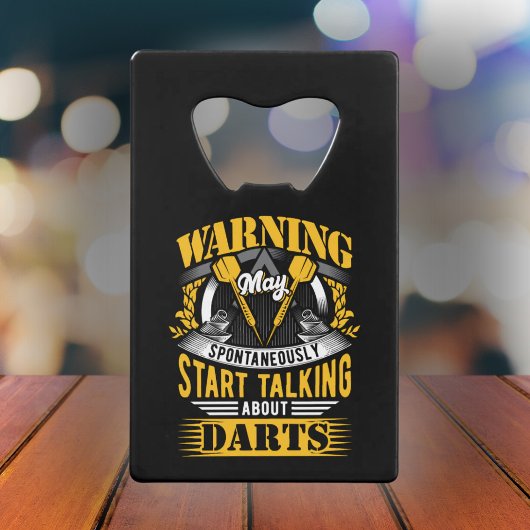 Grappige dartwaarschuwing creditkaart flessenopener