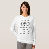Grappige Dasher Dancer Prancer Drinkende Kerstmis T-shirt (Voorkant volledig)