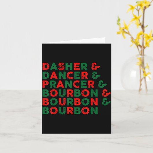 Grappige Dasher Danser Prancer &amp; Bourbon Kerst Kaart (Gele Bloem)
