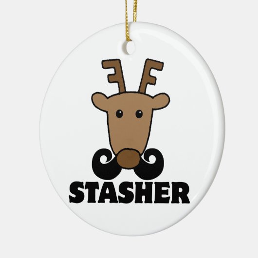 grappige dasher snor renrees keramisch ornament (Links)