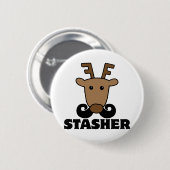 grappige dasher snor renrees ronde button 5,7 cm (Voorkant /achterkant)