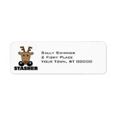 grappige dasher stasher snor rendier etiket (Voorkant)