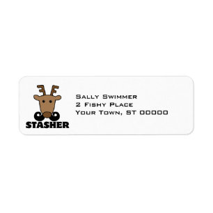 grappige dasher stasher snor rendier etiket