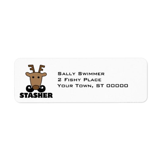grappige dasher stasher snor rendier etiket (Voorkant)