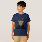 grappige dasher stasher snor rendier t-shirt (Voorkant volledig)
