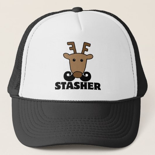 grappige dasher stasher snor rendier trucker pet (Voorkant)