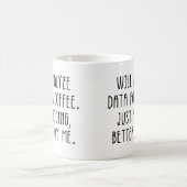 Grappige data-analist werk zeggen koffiemok (Center)