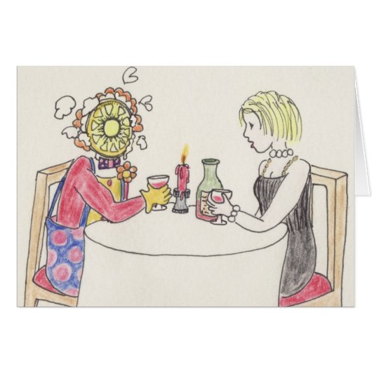 Grappige Date Night Clown Romantische Cartoon Kuns (Voorkant Horizontaal)