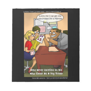 Grappige Day Trader Cartoon Notitieblok door Rick
