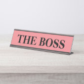 Grappige "De Baas" naamplaat voor op het bureau - (Voorkant)