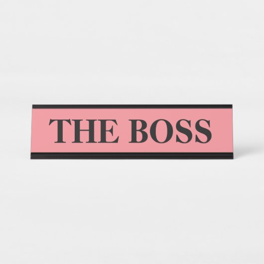 Grappige "De Baas" naamplaat voor op het bureau - (Voorkant)