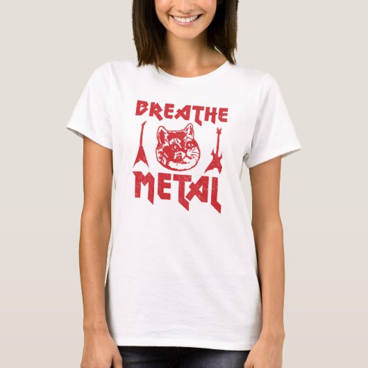Grappige de Kat van het zware Metaal T-shirt (Voorkant)