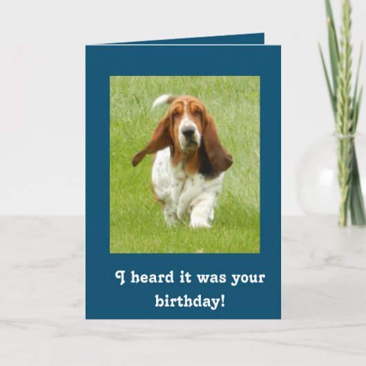 Grappige de verjaardagskaart van Basset Hound Kaart (Voorkant)