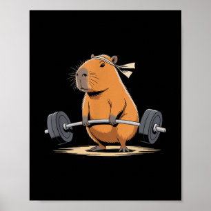 Grappige Deadlift Capybara Schattigee Fitness Capy Poster