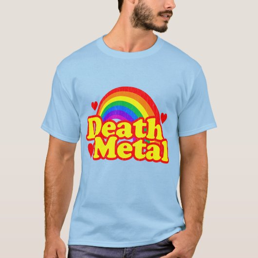 Grappige Death Metal Rainbow (verontruste blik) T-shirt (Voorkant)