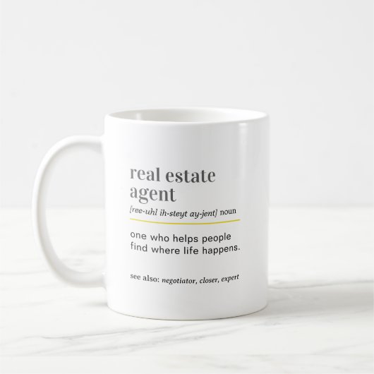 Grappige definitie cadeau voor makelaar koffiemok (Links)