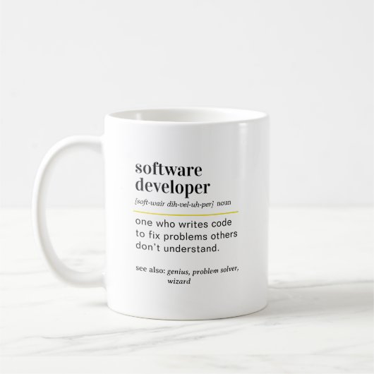 Grappige definitie cadeau voor softwareontwikkelaa koffiemok (Links)