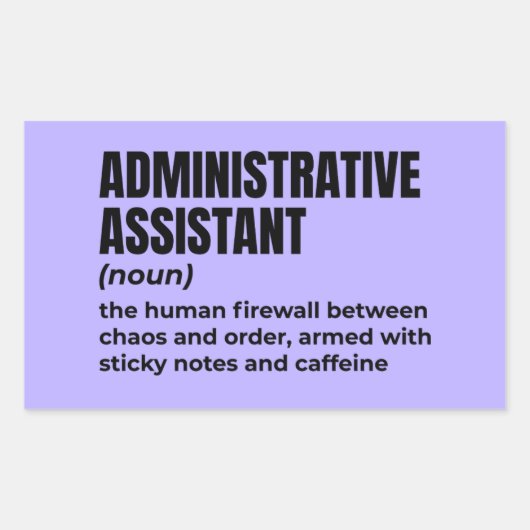 Grappige definitie van administratief assistent (3 rechthoekige sticker (Voorkant)