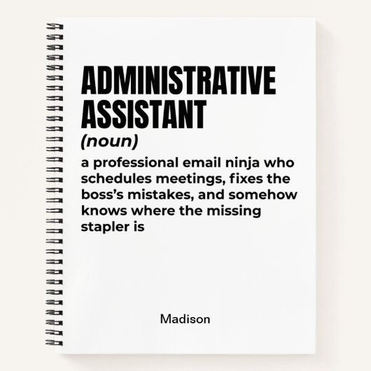 Grappige definitie van administratief assistent (B Notitieboek (Voorkant)