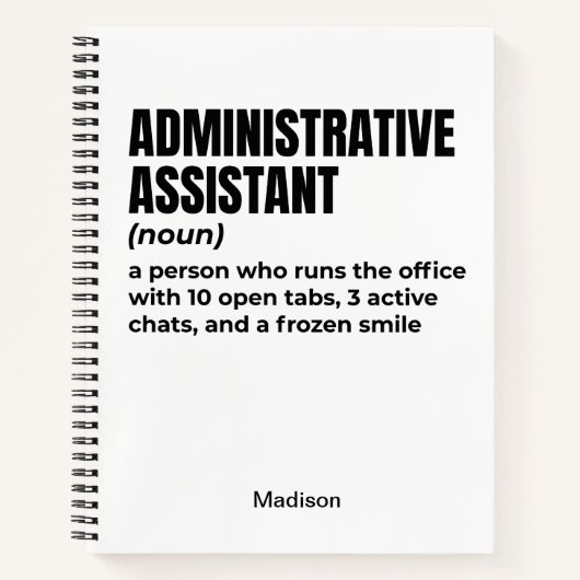 Grappige definitie van administratief assistent (B Notitieboek (Voorkant)