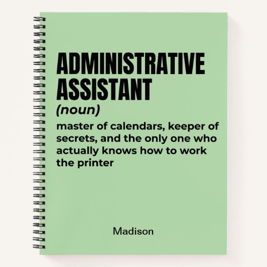 Grappige definitie van administratief assistent (B Notitieboek (Voorkant)