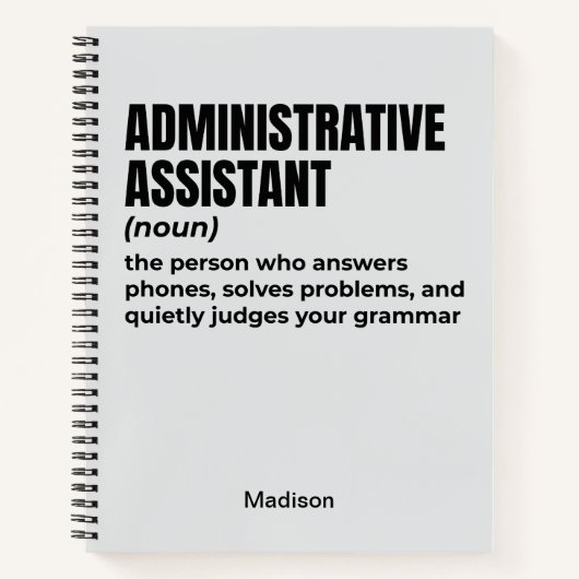Grappige definitie van administratief assistent (B Notitieboek (Voorkant)