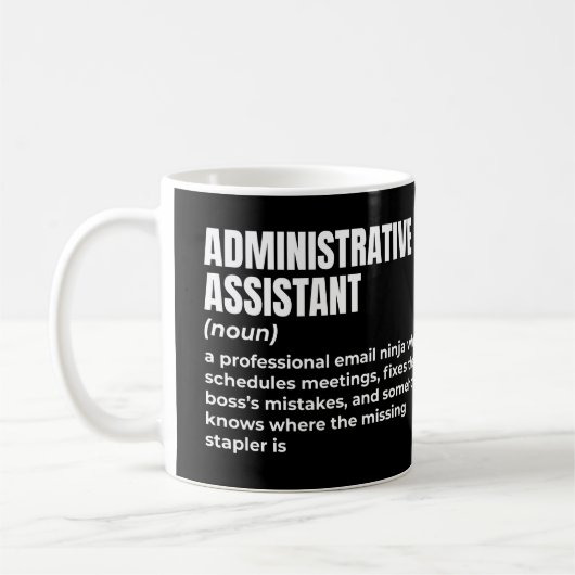 Grappige definitie van administratief assistent koffiemok (Links)