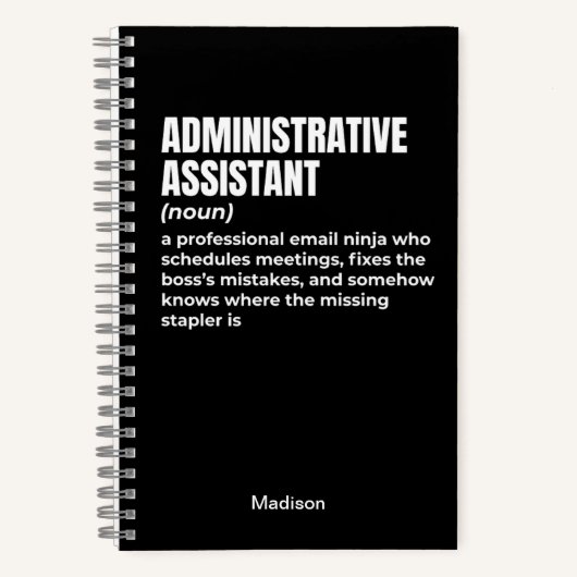 Grappige definitie van administratief assistent (W Notitieboek (Voorkant)