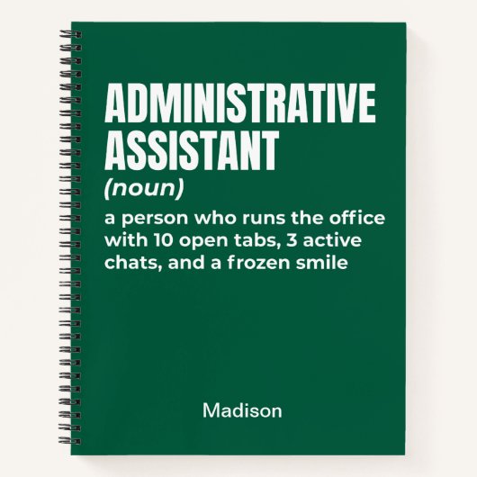 Grappige definitie van administratief assistent (W Notitieboek (Voorkant)