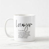 Grappige definitie van advocaat in modern script koffiemok (Links)