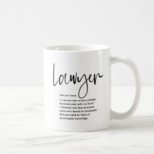 Grappige definitie van advocaat in modern script koffiemok (Rechts)