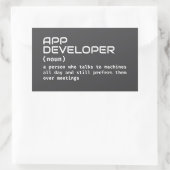Grappige definitie van app-ontwikkelaar rechthoekige sticker (Tas)
