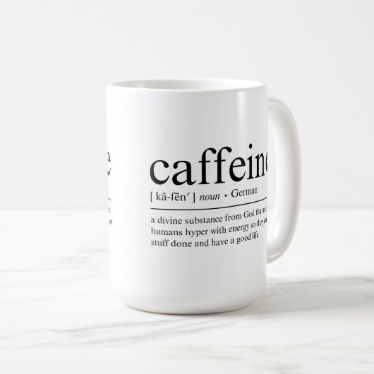 Grappige definitie van cafeïne koffiemok (Voorkant rechts)