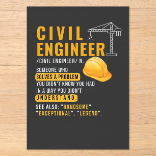 Grappige definitie van civiel ingenieur op acryl u uitnodigingen