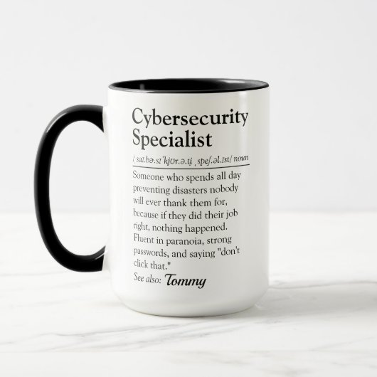Grappige definitie van cybersecurity specialist sc mok (Links)