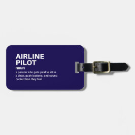Grappige definitie van een piloot bagagelabel
