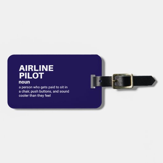 Grappige definitie van een piloot bagagelabel (Voorkant horizontaal)