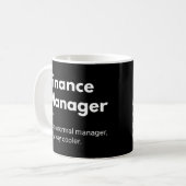 Grappige definitie van financieel manager koffiemok (Voorkant links)