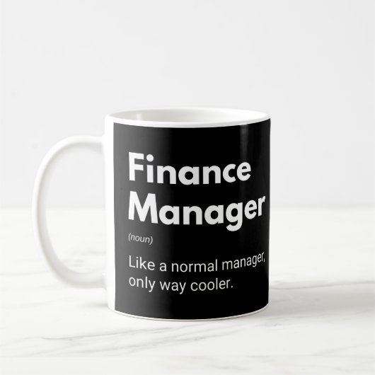 Grappige definitie van financieel manager koffiemok (Links)