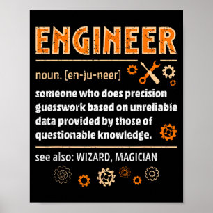 Grappige definitie van ingenieur, techniek, nerd, poster