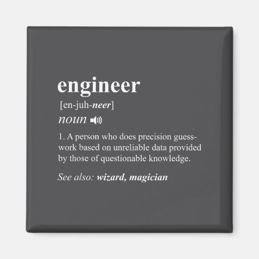 Grappige definitie van ingenieur, technische mecha magneet (Voorkant)